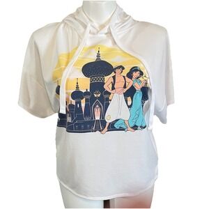 Disney Graphic Hoodie Cropped Teen L 12-14 Aladdin Jasmine Sleep Shirt Cozy Soft